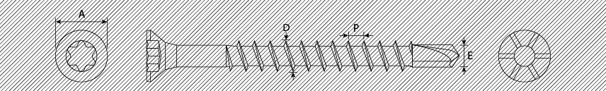 Tornillos para madera cabeza plana reducida estriada TX y punta broca