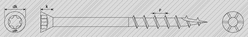 Шурупы для террас уменьшенная головка 60° с ребрами, шлиц TX, тип 17