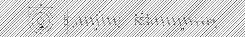 Vis pour isolation tête disque TX avec double filetage et pointe type 17 dentelée