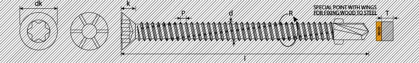 Viti autoperforanti testa svasata piana TX con alette automaschianti